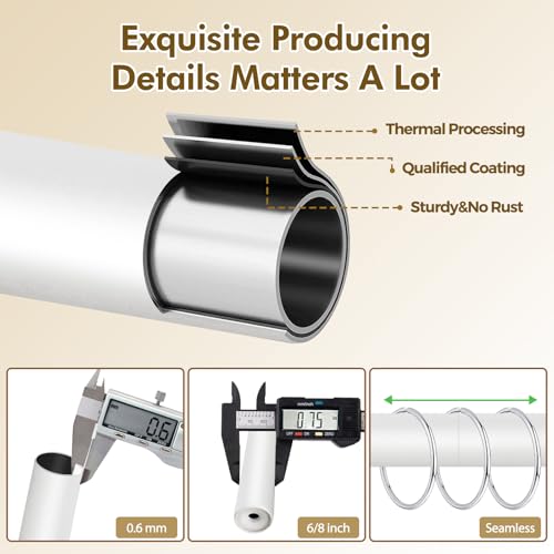 USFOOK Long Double Curtain Rods for Windows, USFOOK Blackout Wrap Around Curtain Rod 32 to 115, 3/4 Inch Heavy Duty Dual Curtain Rods for Living Room, White - Image 5