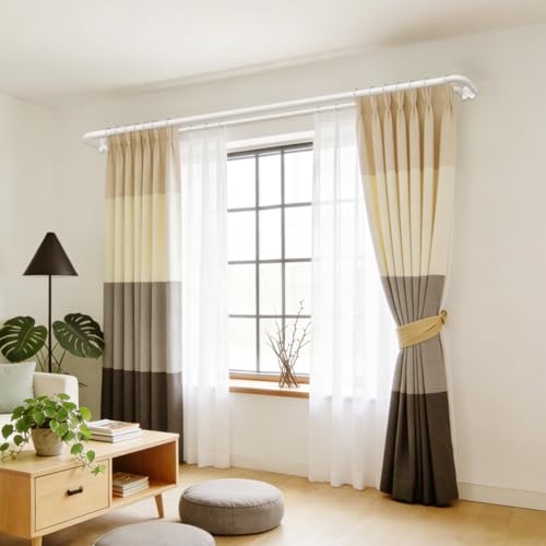 USFOOK Long Double Curtain Rods for Windows, USFOOK Blackout Wrap Around Curtain Rod 32 to 115, 3/4 Inch Heavy Duty Dual Curtain Rods for Living Room, White - Image 3