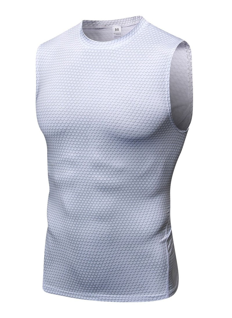 Loquat Men Quick Dry Breathable Elastic Sleeveless Shirt White  - Image 1