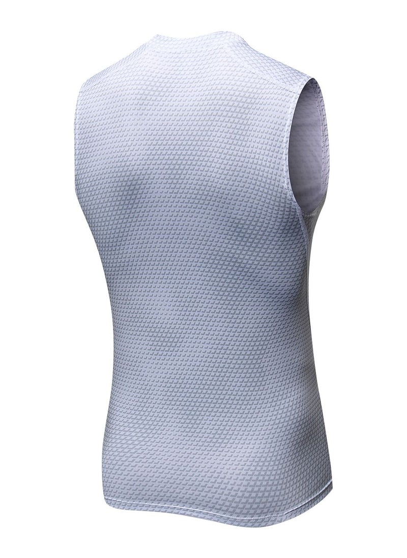 Loquat Men Quick Dry Breathable Elastic Sleeveless Shirt White  - Image 2