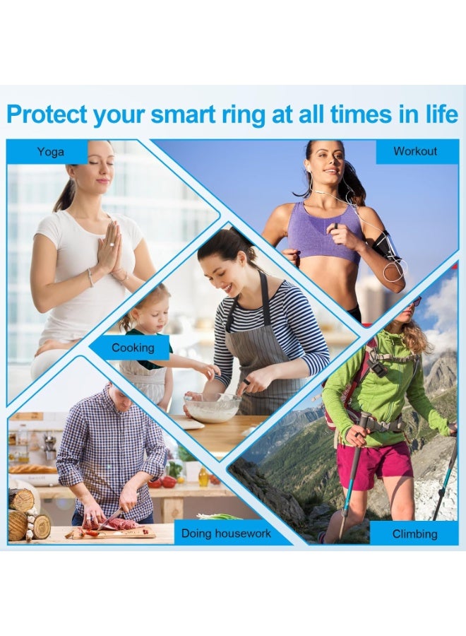 2 حزمة غطاء حلقة لـ Oura Gen 4 / Oura 3 / Ringconn حلقة ذكية ، مكافحة الخدش السيليكون المرنة حامي حالة الرجال والنساء يعملون خارج صالة الرياضة (أبيض + أسود ، S 6 7 8 9 10) - Image 5