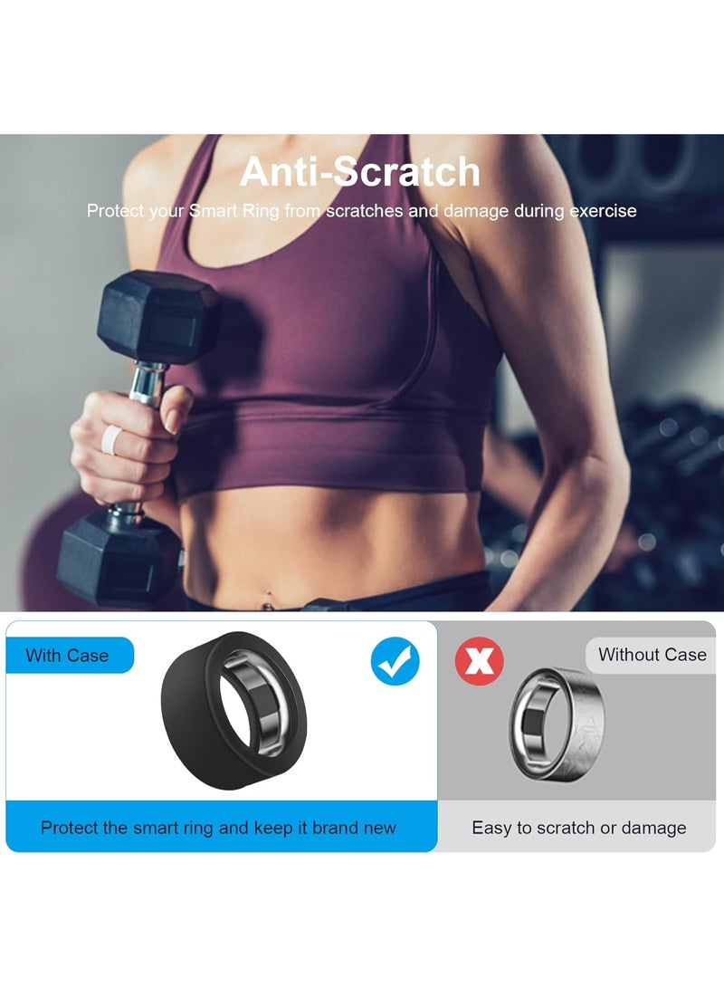 2 حزمة غطاء حلقة لـ Oura Gen 4 / Oura 3 / Ringconn حلقة ذكية ، مكافحة الخدش السيليكون المرنة حامي حالة الرجال والنساء يعملون خارج صالة الرياضة (أبيض + أسود ، S 6 7 8 9 10) - Image 4