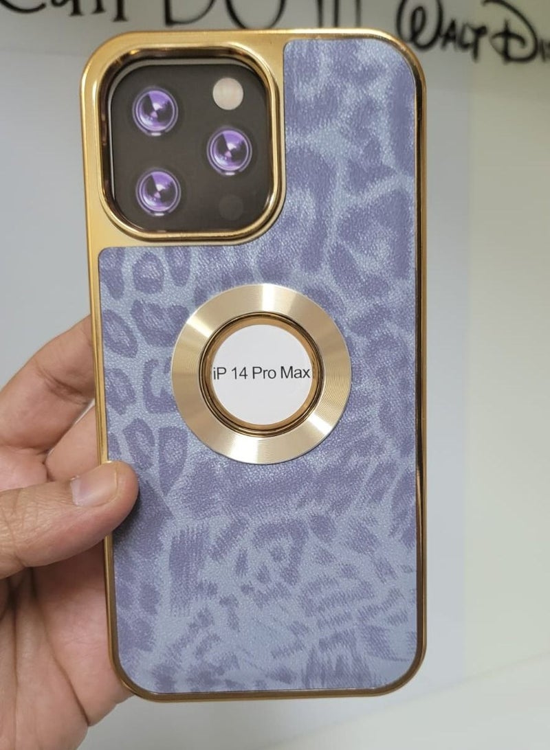 High quality leather case compatible with iPhone 14 pro max blue colour - Image 1