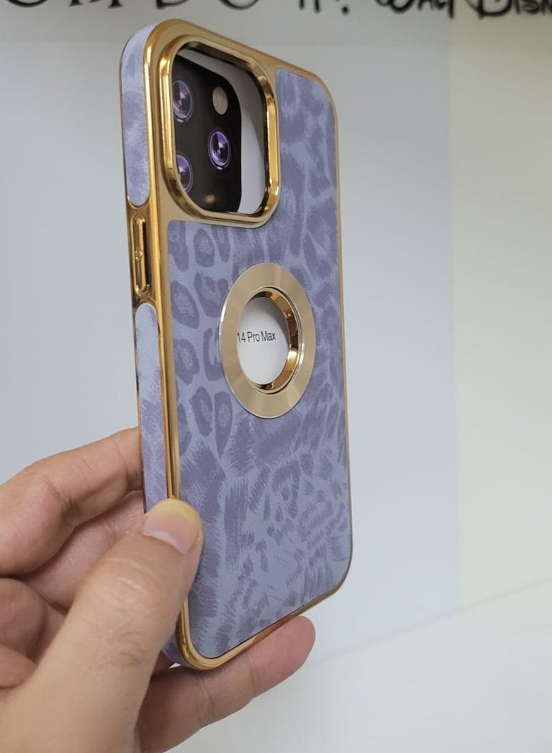 High quality leather case compatible with iPhone 14 pro max blue colour - Image 3