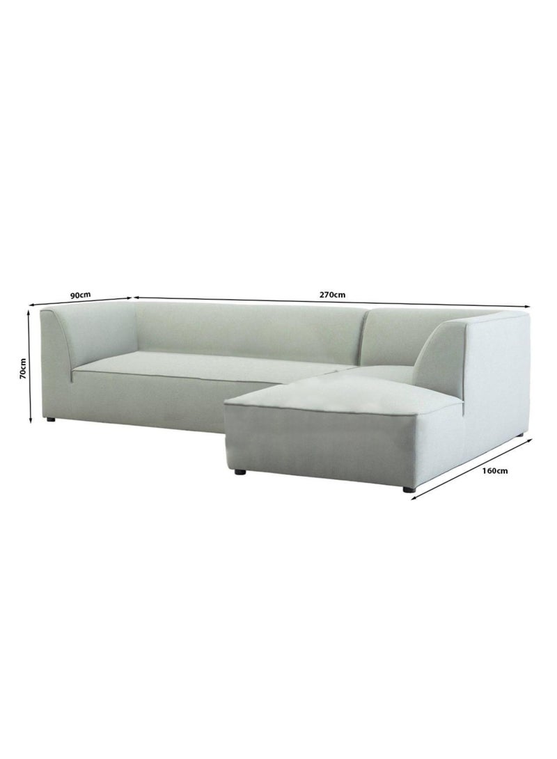 KARNAK Liza 2 Pieces Velvet Fabric Sectional L-Shape Trendy Sofa- Light Green  - Image 3