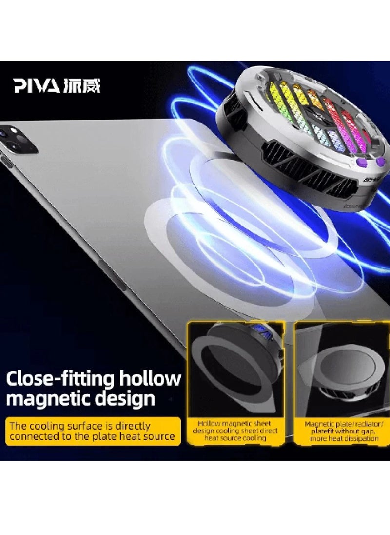 piva - BR5-MAX PIVA iPad Cooling Fan with 3 speeds 30w to meet different cooling requirements and a light control button to adjust the lighting color, adding an atmosphere of fun during use and a magnetic iron piece helps to securely fix the fan on the iPad - Image 1