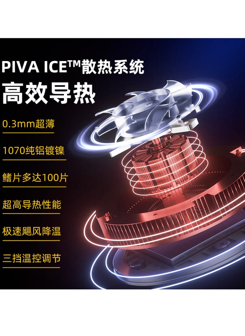 piva - BR5-MAX PIVA iPad Cooling Fan with 3 speeds 30w to meet different cooling requirements and a light control button to adjust the lighting color, adding an atmosphere of fun during use and a magnetic iron piece helps to securely fix the fan on the iPad - Image 1