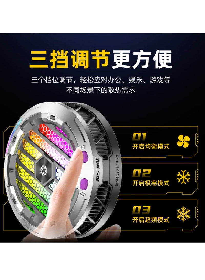 piva - BR5-MAX PIVA iPad Cooling Fan with 3 speeds 30w to meet different cooling requirements and a light control button to adjust the lighting color, adding an atmosphere of fun during use and a magnetic iron piece helps to securely fix the fan on the iPad - Image 1