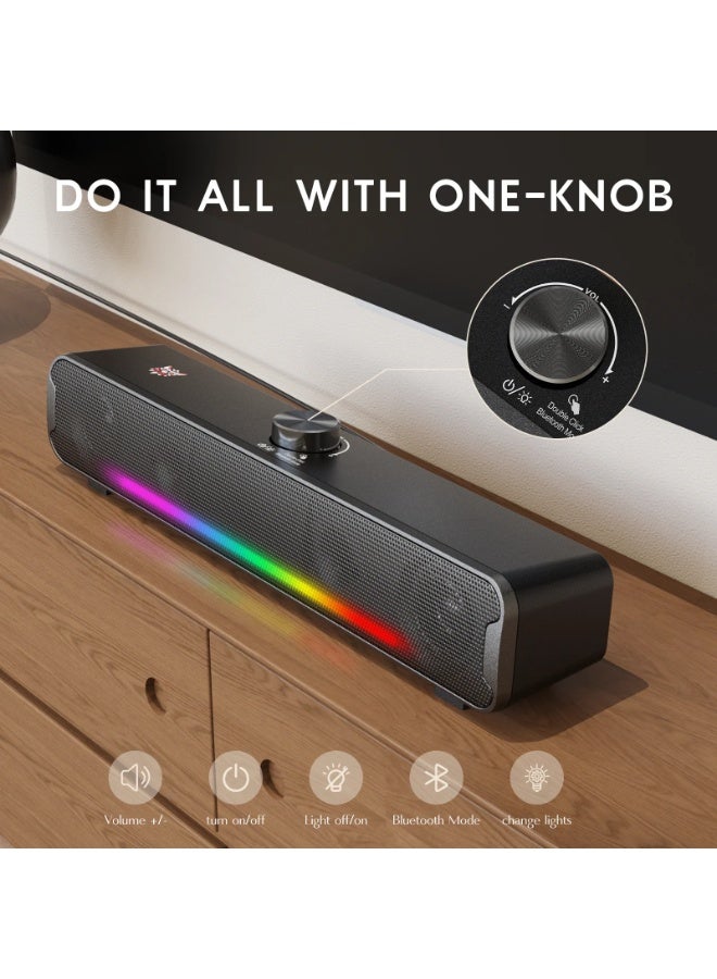 أونيكوما مكبر صوت ONIKUMA L16 متوافق مع البلوتوث مع إضاءة RGB، مكبر صوت قوي للكمبيوتر، شريط صوت محمول للتلفزيون والمسرح المنزلي وألعاب الكمبيوتر - Image 5