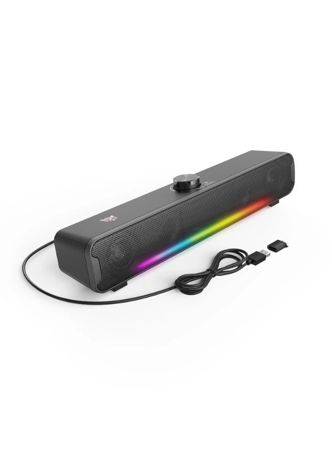 أونيكوما مكبر صوت ONIKUMA L16 متوافق مع البلوتوث مع إضاءة RGB، مكبر صوت قوي للكمبيوتر، شريط صوت محمول للتلفزيون والمسرح المنزلي وألعاب الكمبيوتر - Image 1