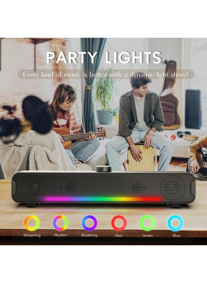 أونيكوما مكبر صوت ONIKUMA L16 متوافق مع البلوتوث مع إضاءة RGB، مكبر صوت قوي للكمبيوتر، شريط صوت محمول للتلفزيون والمسرح المنزلي وألعاب الكمبيوتر - Image 4