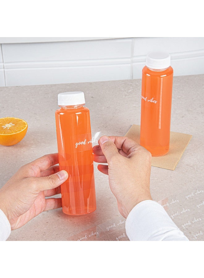 Restaurantware 1.9 x 1 Inch Good Vibes Juice Bottle Labels, 100 Self-Adhesive Labels For Bottles - Resists Condensation, For Drink Pouches, Clear With White Font Plastic Water-Resistant Labels - Image 5