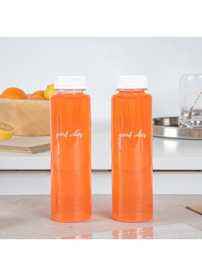 Restaurantware 1.9 x 1 Inch Good Vibes Juice Bottle Labels, 100 Self-Adhesive Labels For Bottles - Resists Condensation, For Drink Pouches, Clear With White Font Plastic Water-Resistant Labels - Image 3