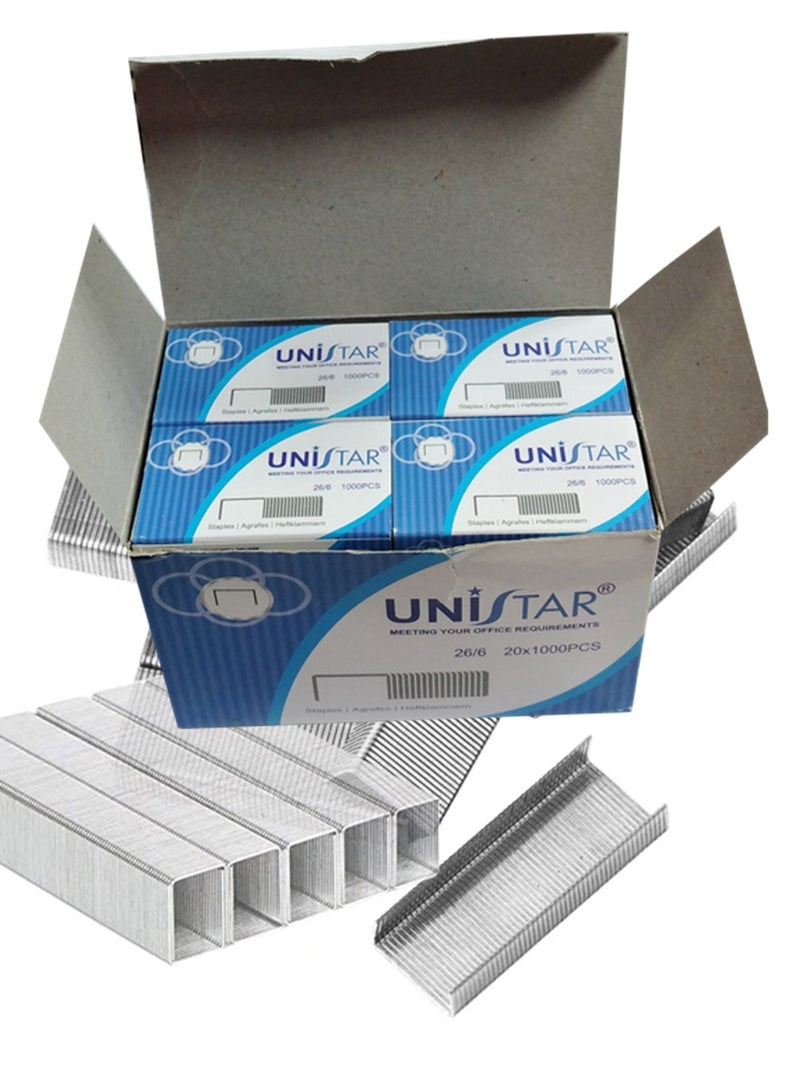 UNISTAR 20-Pack Staple Pins 26/6 Size - Image 1