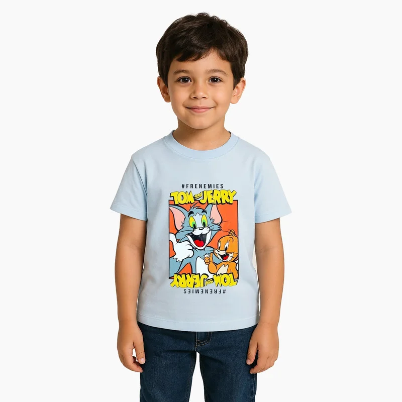 وارنر بروس. Warner Bros. Tom &amp; Jerry Frenemies Kids Boy's Short Sleeve T-Shirt