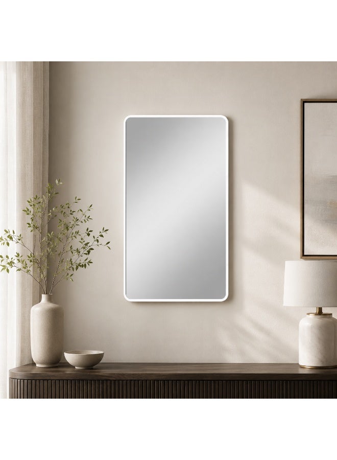 alsaada home Rectangular Wall Mounted Decor Mirror with Metal Frame, 100x60 cm - White - Image 2