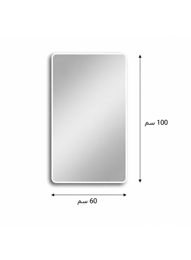 alsaada home Rectangular Wall Mounted Decor Mirror with Metal Frame, 100x60 cm - White - Image 3
