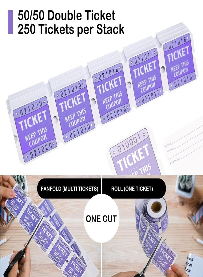DGBDPACK 250 Raffle Tickets, 50/50 Raffle Tickets, Double Tickets for Festivals, Carnivals, School Events, Baby Showers, Summer Parties (Purple) - Image 5