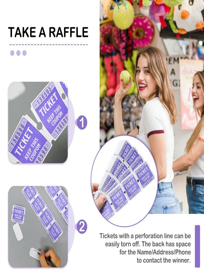 DGBDPACK 250 Raffle Tickets, 50/50 Raffle Tickets, Double Tickets for Festivals, Carnivals, School Events, Baby Showers, Summer Parties (Purple) - Image 4