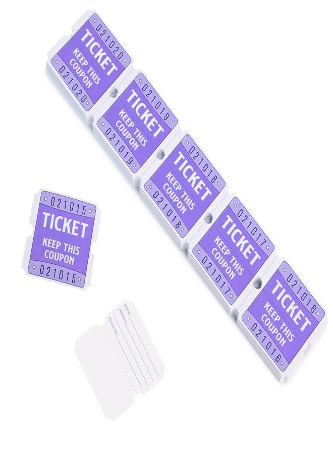 DGBDPACK 250 Raffle Tickets, 50/50 Raffle Tickets, Double Tickets for Festivals, Carnivals, School Events, Baby Showers, Summer Parties (Purple) - Image 1