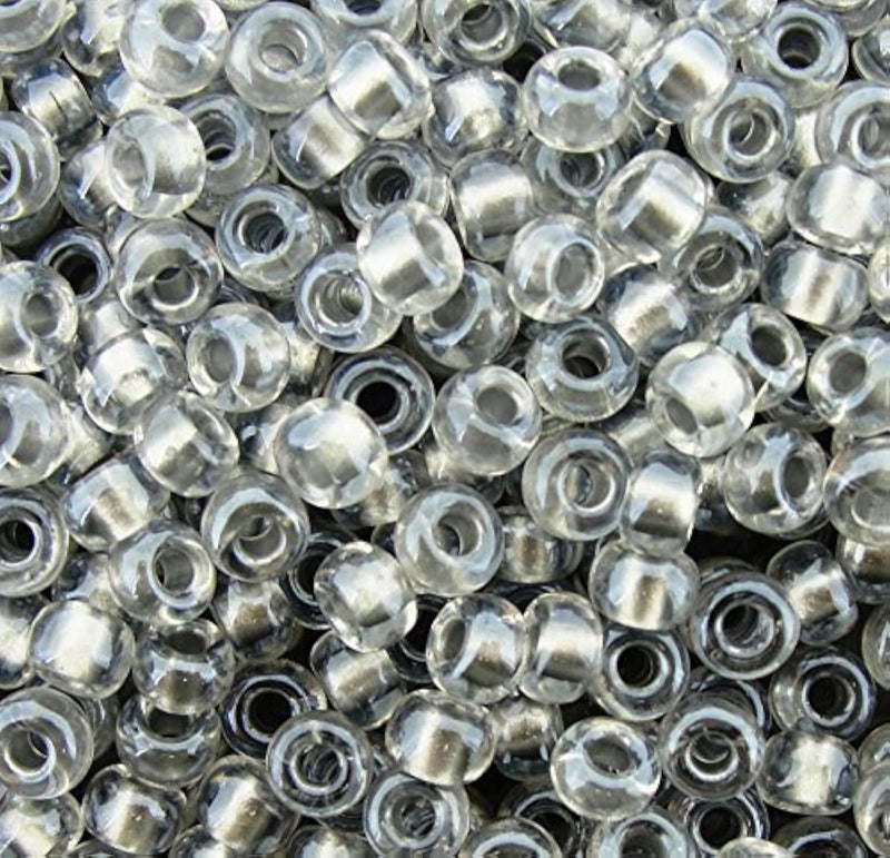 Miyuki Round Seed Beads Size 6/0 20g Sparkling Pewter Lined Crystal - Image 2