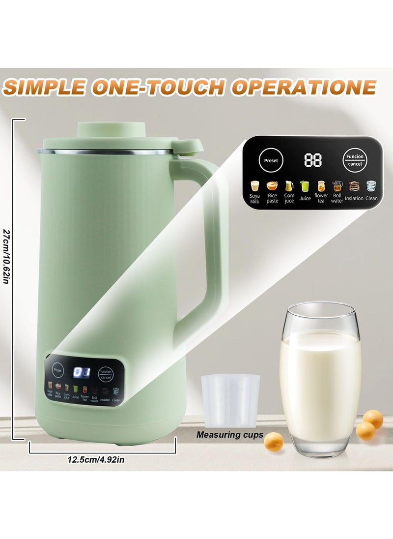 SYOSI - Small Soy Milk Maker, 21Oz Nut Milk Maker Machine, Automatic Nut Milk Maker, Homemade Almond Milk Maker, 10-Leaf Blades, Self-Clean, Keep Warm, Boil Water, Delay Start, Free Filtering (Green, 600ml) - Image 1