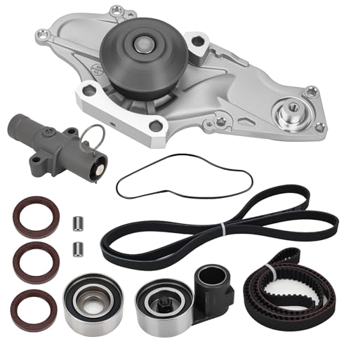 C-Tzu Serpentine Timing Belt Kit with Water Pump for 20032018 Honda Accord Crosstour Odyssey Pilot Ridgeline Acura MDXRDXTLTSX Saturn Vue 30L35L37L Replaces TKH002 19200RDVJ01 TCKWP329 - Image 1
