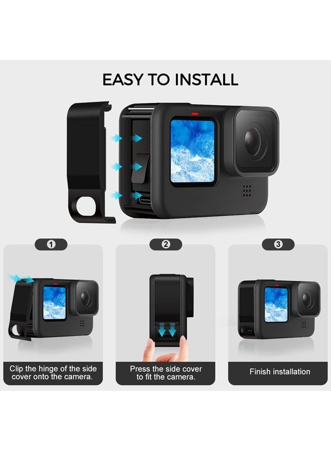ParaPace Replacement Battery Cover for Gopro Hero 11/10/9 Black, USB Pass Through Power Side Door Vlog Accessory for Action Camera - Image 5