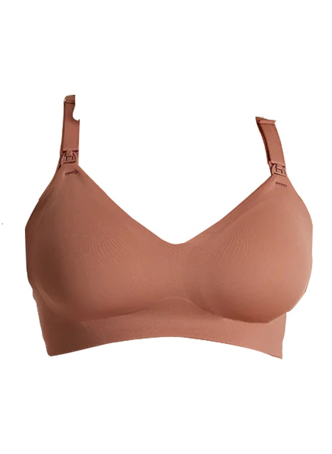 Momcozy Smooth - Ultra Soft And Omni Maternity Nursing Bra - YN21 - Brown S  - Image 3