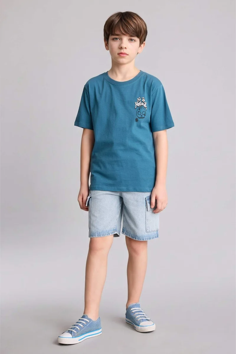 ديفاكتو New Regular Fit Printed Short Sleeve T-Shirt