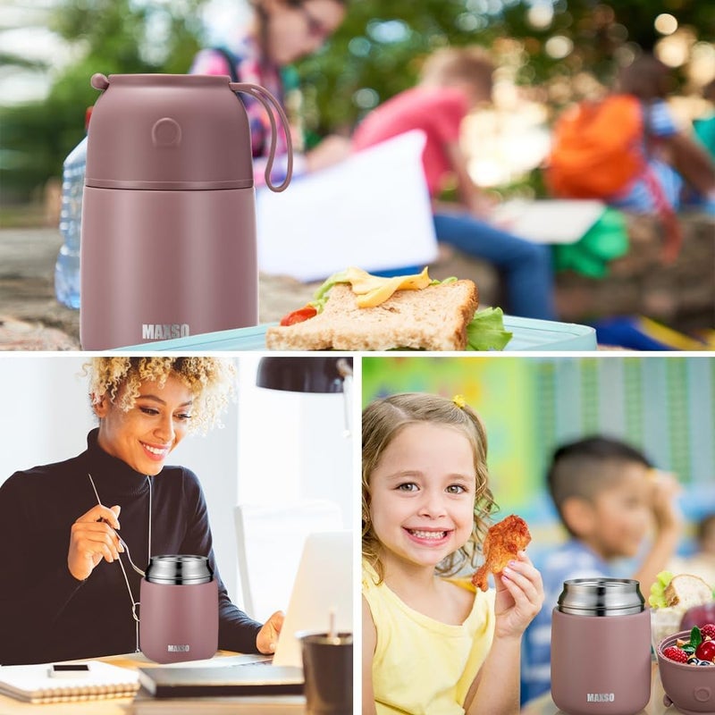 إتسيلف وعاء طعام ترمس معزول للطعام الساخن والبارد للبالغين، 17 أونصة، ترمس حساء حراري لحاويات الطعام للغداء، عزل ثلاثي الطبقات، ستانلس ستيل، مع ملعقة (وردي جديد 2) - Image 5
