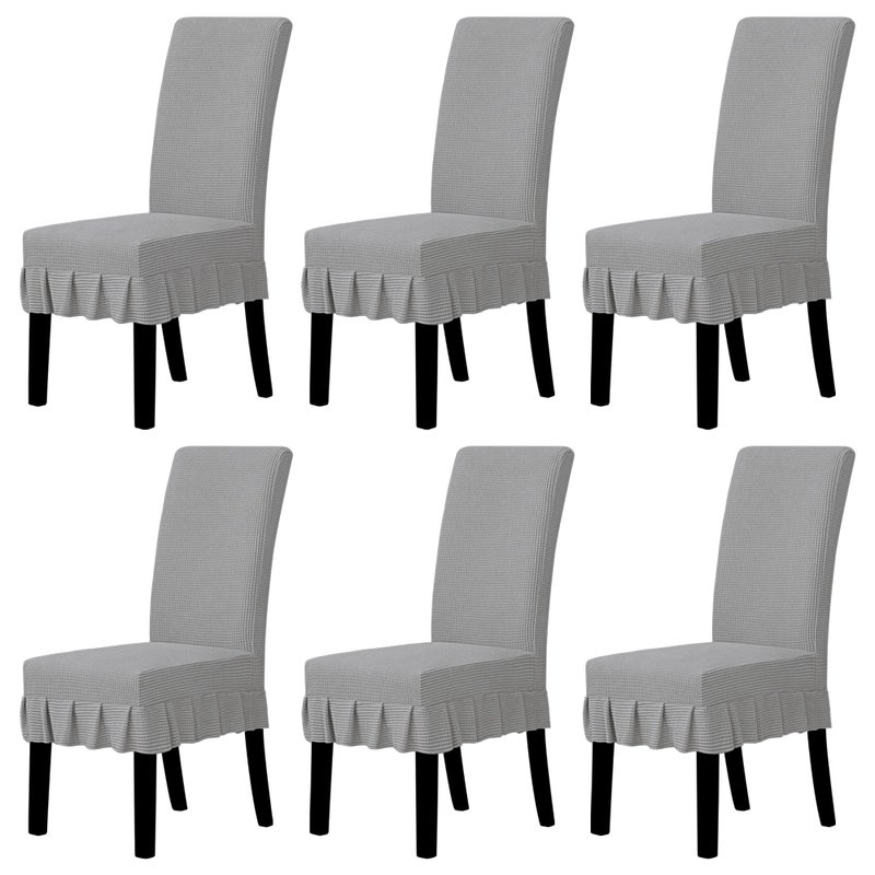 Easy-Going EasyGoing Dining Chair Covers Stretch Parsons Chair Slipcover with Skirt Chair Covers for Dining Room Restaurant Banquet 6 PCS Light Gray