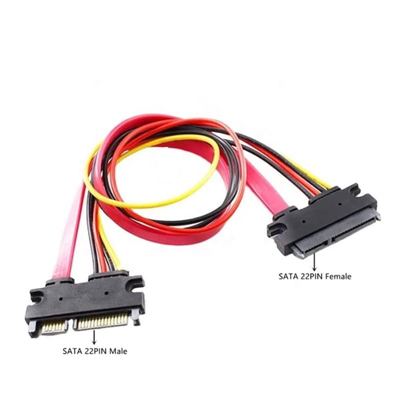 CABLESETC 22-pin (7+15) SATA Male to Female and Power Combo Extension Cable - 30CM (Red Yellow Black)(SATA 22p EXT.) - Image 3