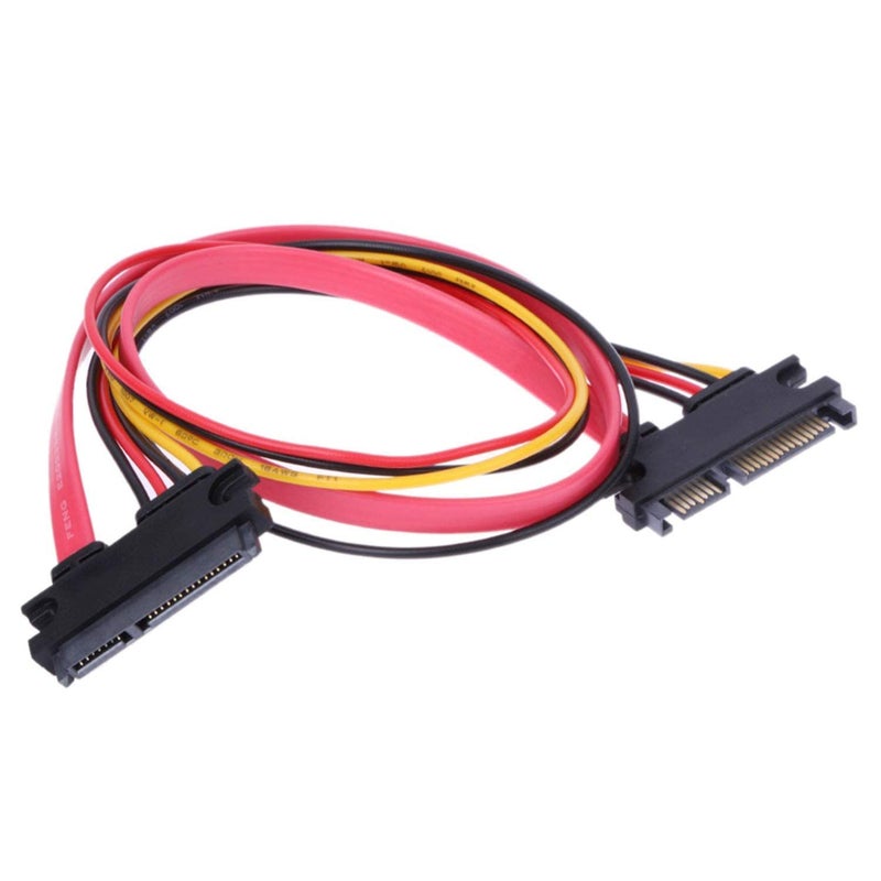 CABLESETC 22-pin (7+15) SATA Male to Female and Power Combo Extension Cable - 30CM (Red Yellow Black)(SATA 22p EXT.) - Image 1