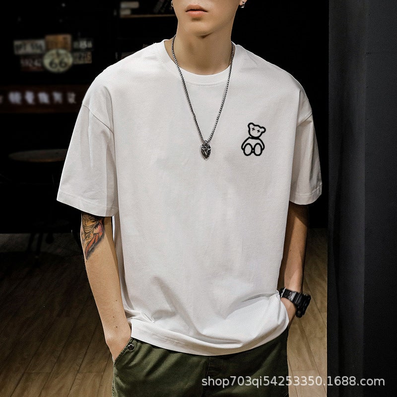 2023 new T-shirt boys summer pure cotton all-match half sleeve ins fashion brand loose Youth student short sleeve clothes - Image 3