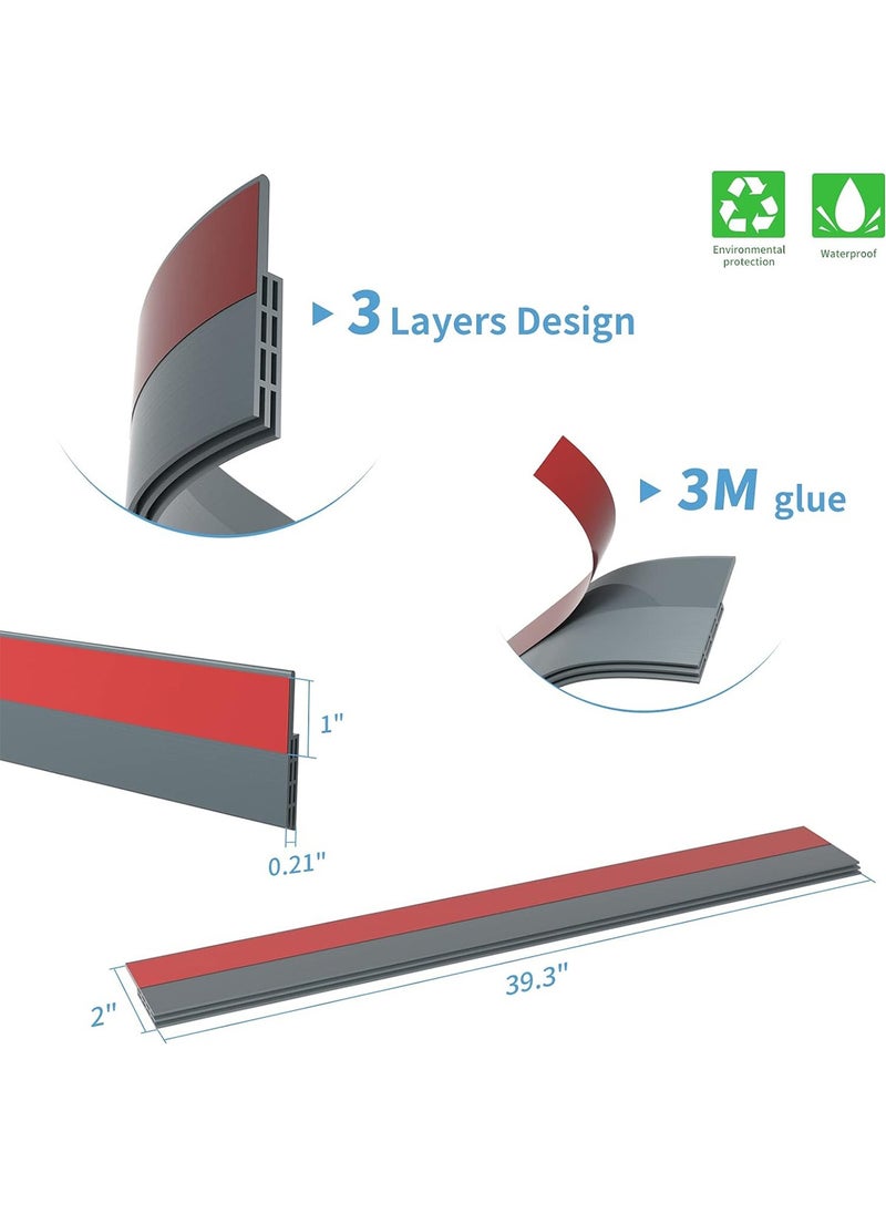 HomarKet Under Door Draft Stopper, 39" L Weather Stripping Door Seal, Bottom of Door Sweep for Exterior & Interior Doors, Garage Window Blocker Noise Dust Insulation Draft Guard, Grey  - Image 2