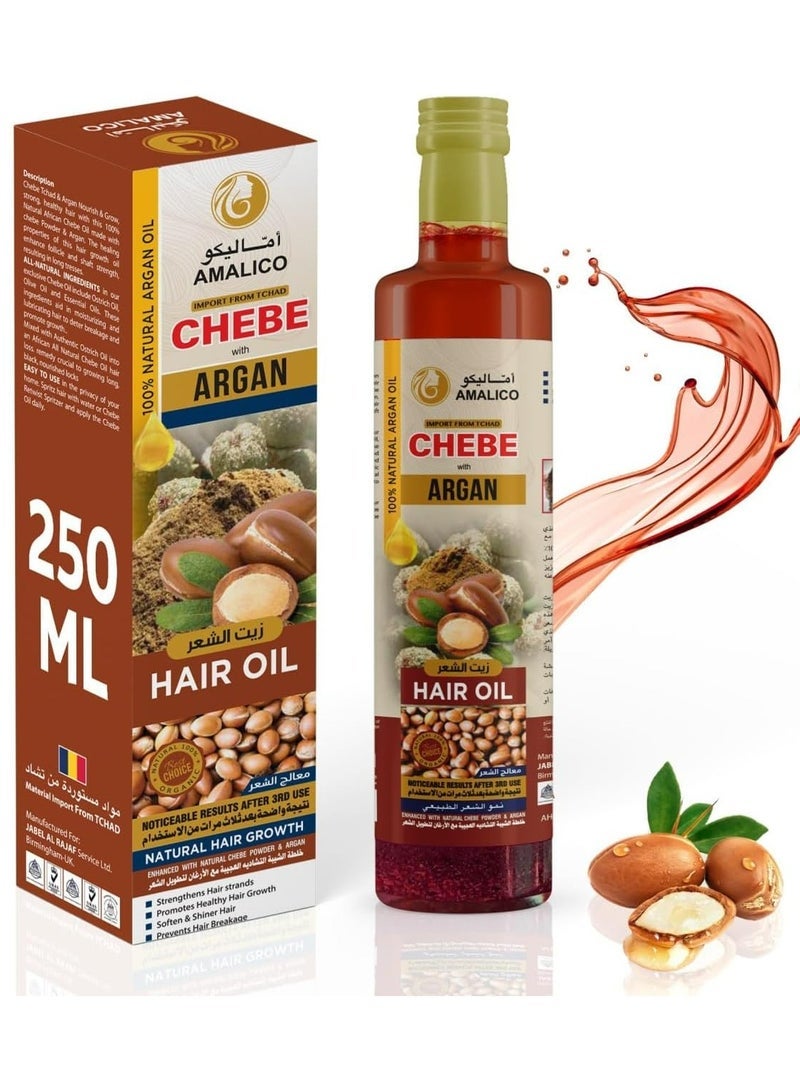 AMALICO Argan Oil for Hair Growth with Chebe Powder 250 ML - Image 1