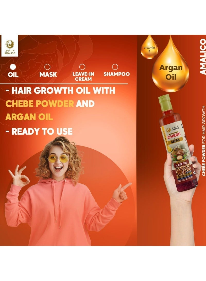 AMALICO Argan Oil for Hair Growth with Chebe Powder 250 ML - Image 2