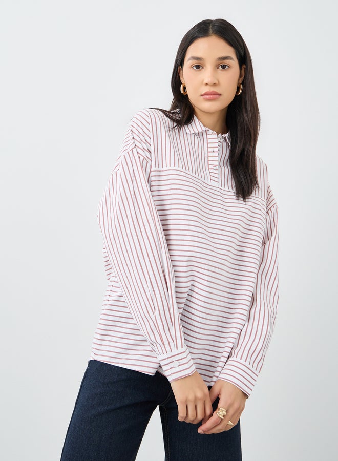 Styli Striped Longline Shirt - Image 3