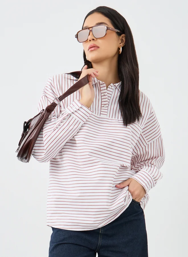 Styli Styli Striped Longline Shirt