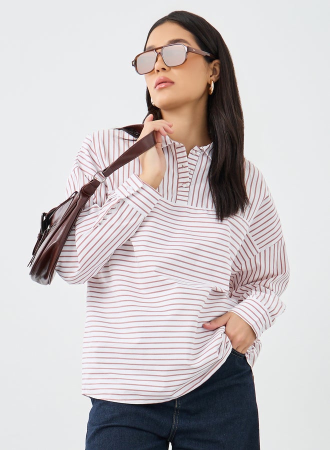 Styli Striped Longline Shirt - Image 1