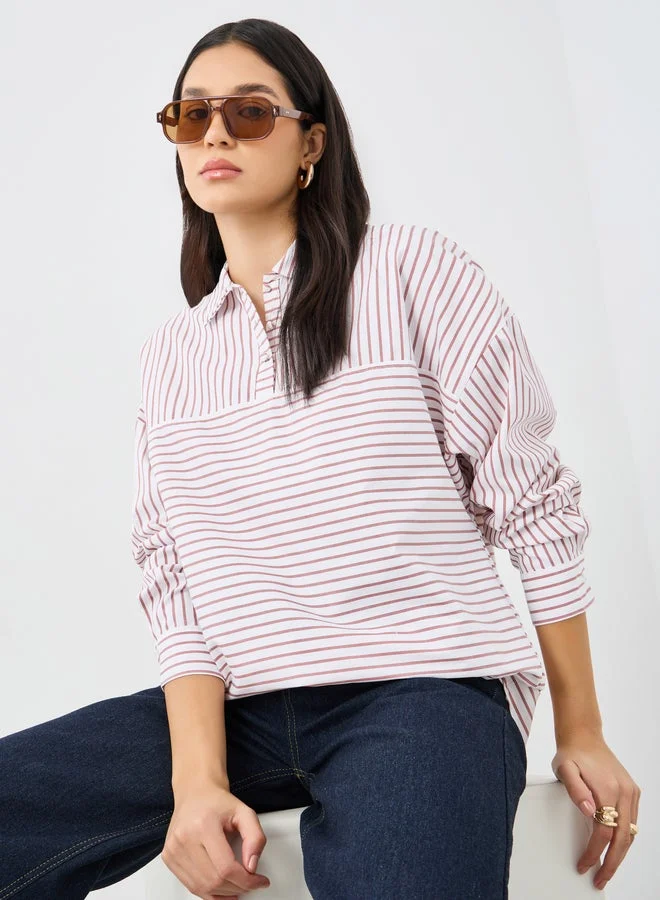 ستايلي قميص ستيلو طويل مخطط