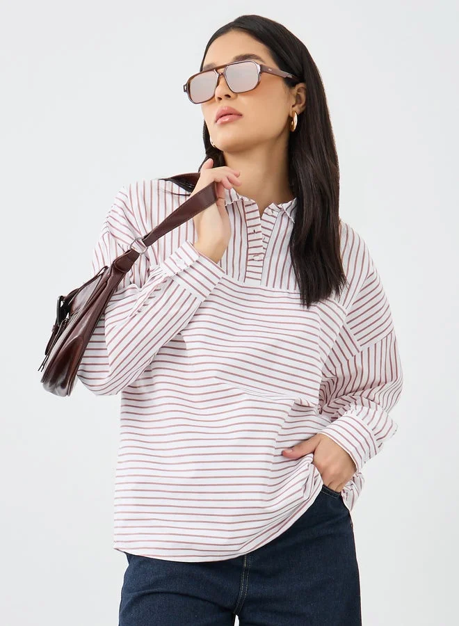 Styli Styli Striped Longline Shirt
