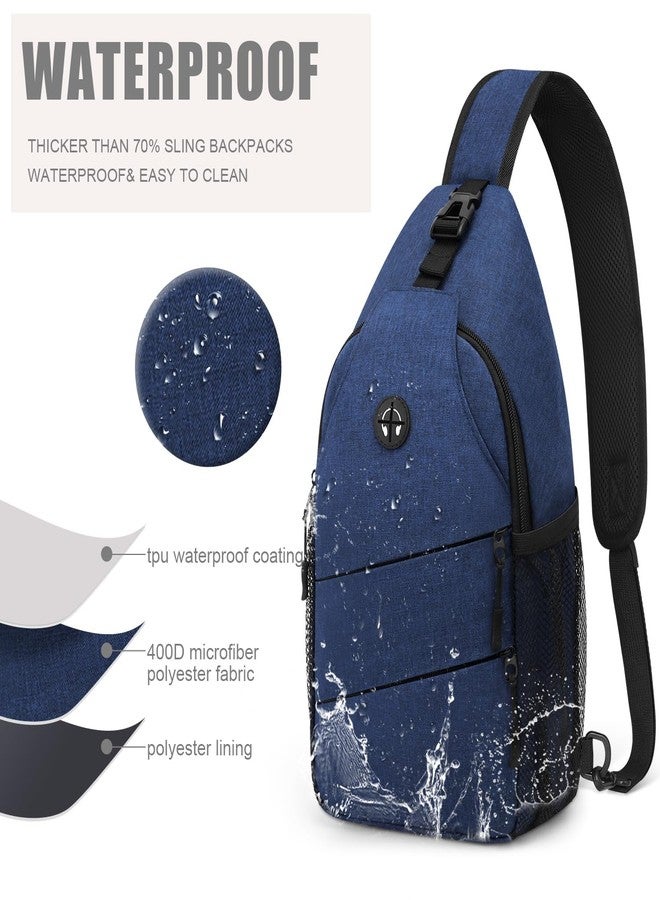 Pritent Crossbody Bags for Women Men Trendy Sling Bag Bakpack Casual Chest Bag with Convertible Shoulder Strap Travel Cross Body Bag for Hiking Traveling Outdoors(Large,Blue) - Image 4