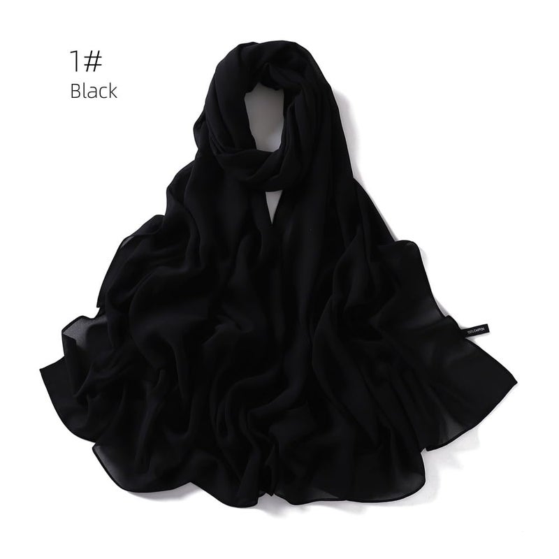 OVOY Sheer-Silk-Scarf for Women Black Long Scarf Chiffon Shawl Wrap for Evening Dresses Wedding Party Dress Accessory - Image 3