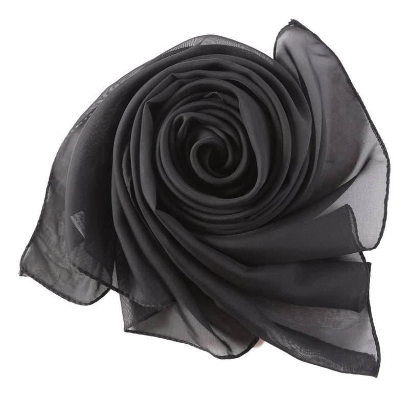 OVOY Sheer-Silk-Scarf for Women Black Long Scarf Chiffon Shawl Wrap for Evening Dresses Wedding Party Dress Accessory - Image 4