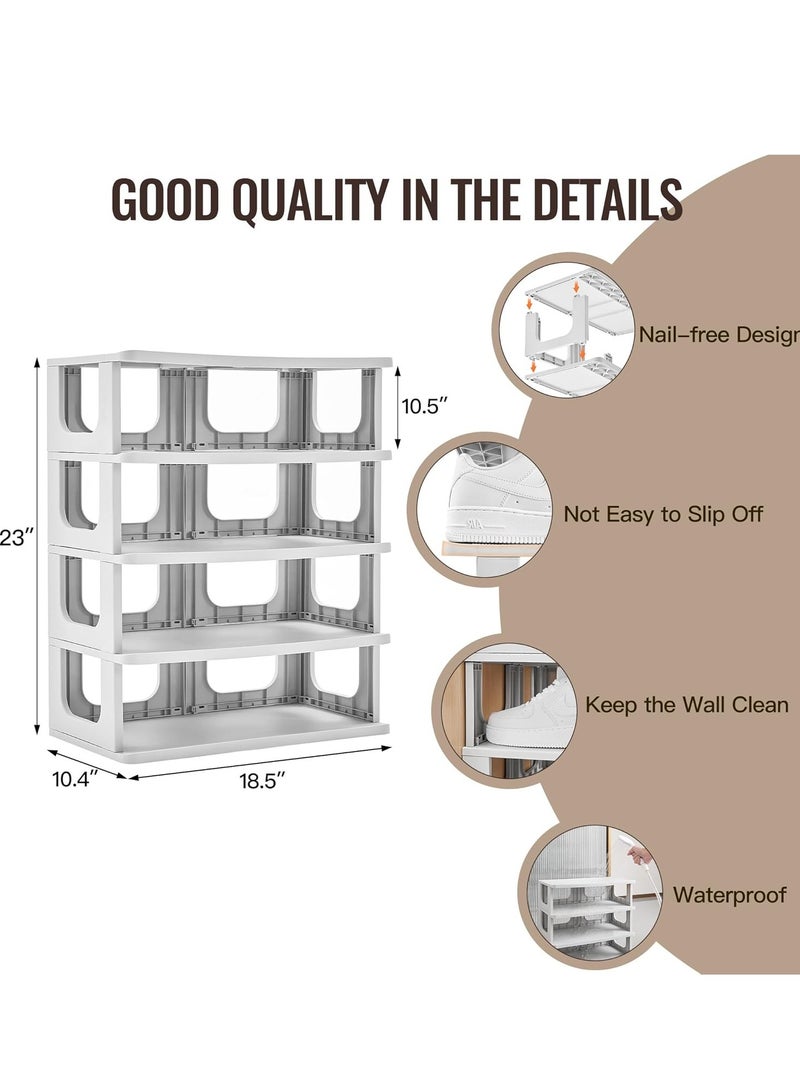 XiuWoo 5-Tier Widen Height-Adjustable Shoe Rack, Vertical Shoe Storage, Closet Shoe Shelf, Stairs Shoe Organizer, Tall Shoe Stand for Corridor, Living Room Bedroom with Adjustable Divider - Image 3