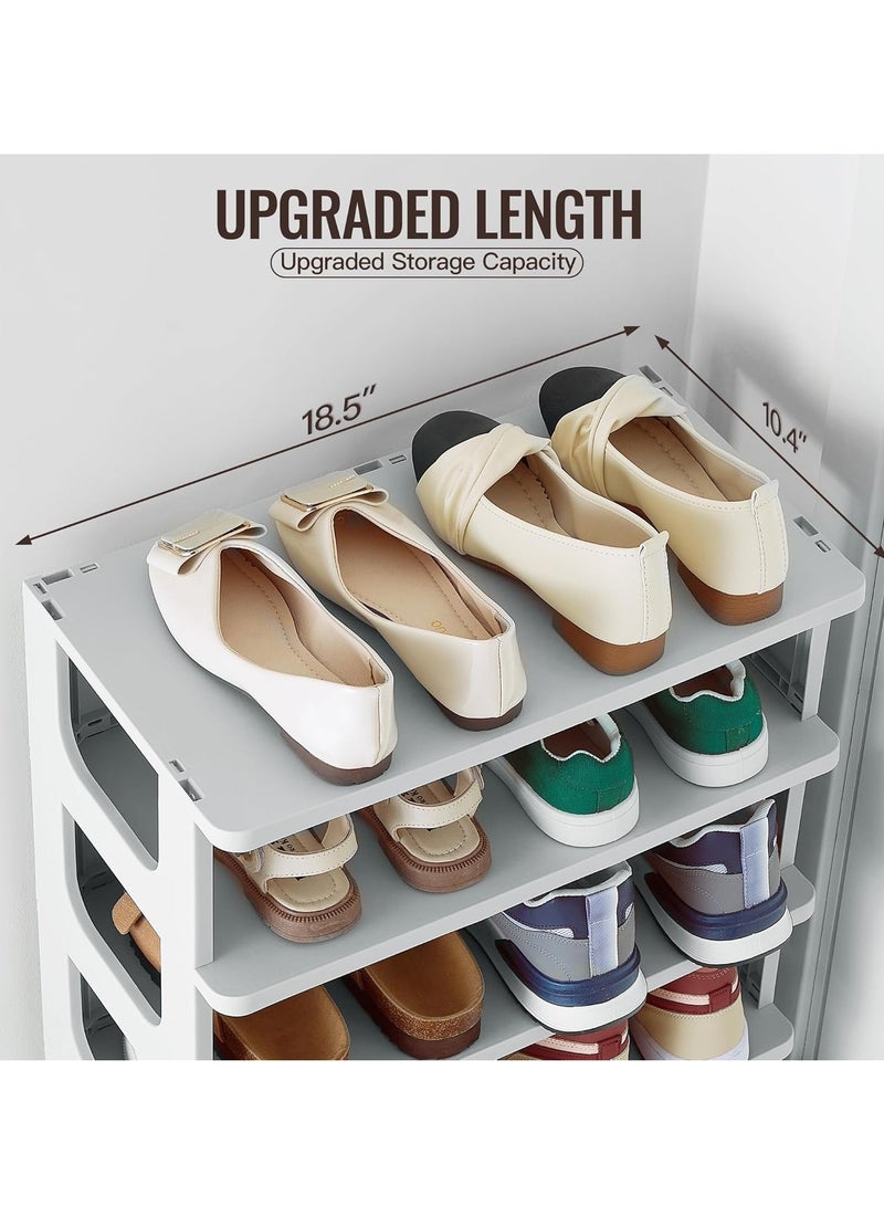 XiuWoo 5-Tier Widen Height-Adjustable Shoe Rack, Vertical Shoe Storage, Closet Shoe Shelf, Stairs Shoe Organizer, Tall Shoe Stand for Corridor, Living Room Bedroom with Adjustable Divider - Image 4