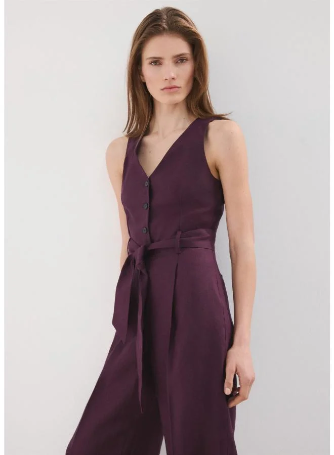 MANGO  Belt linen jumpsuit for Women | Best Price UAE