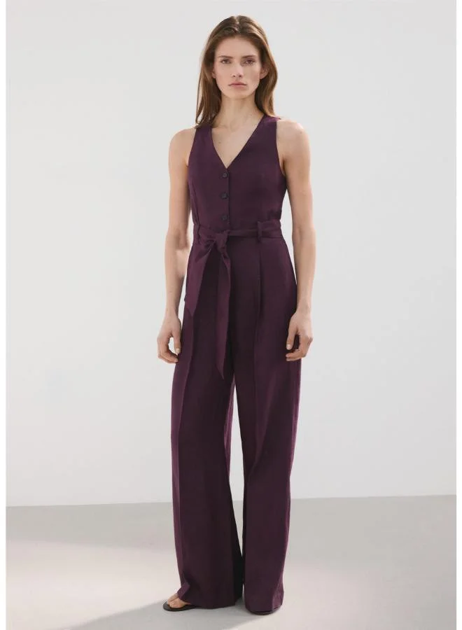 Belt linen jumpsuit